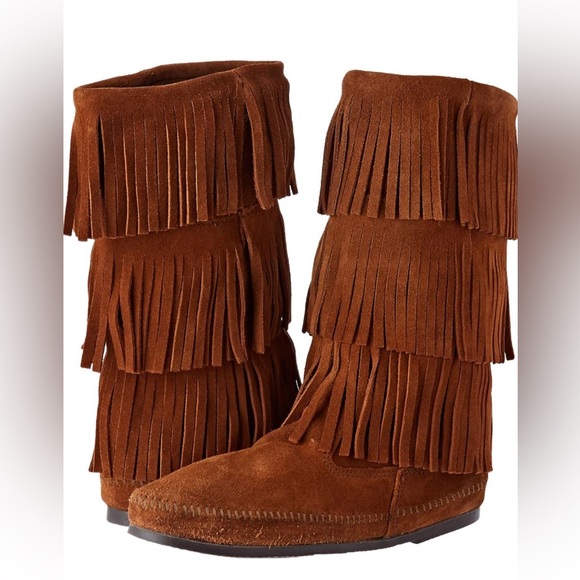 Minnetonka Fringe Suede Boots sz 8 EUC - Picture 6 of 10